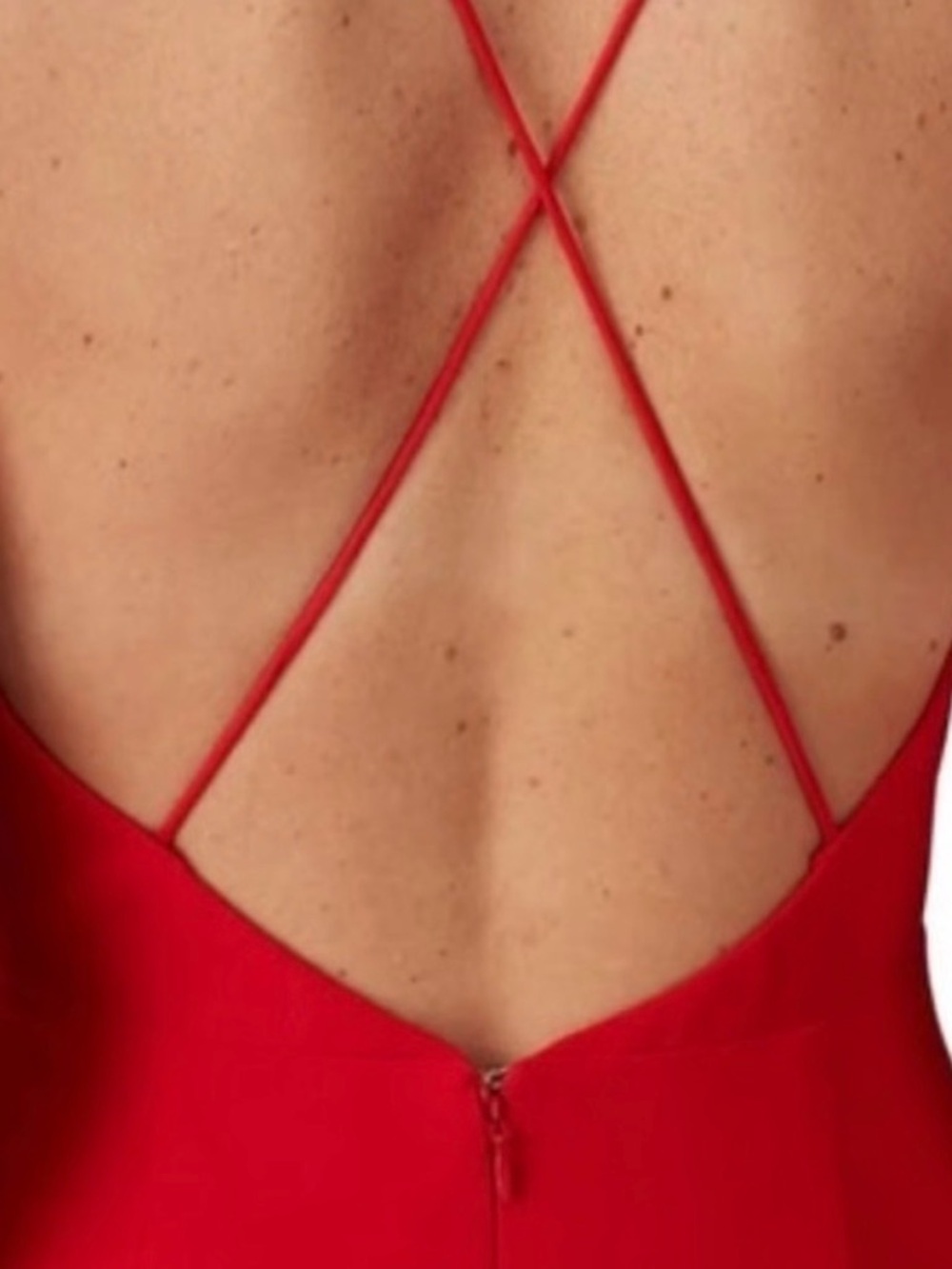NWT Aidan Mattox Red Crepe Plunging V-Neck Gown Size 2 - Picture 9 of 9